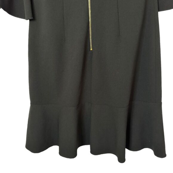 ELLEN TRACY Woman's Black Bell Sleeve Ruffle Hem Exposed Back Zipper Size 6 - Picture 9 of 12